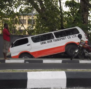 The AKTC bus at the accident scene